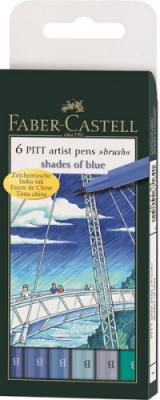 Faber-Castell Ручки капиллярные "Pitt Artist Pen", 6 штук, оттенки синего