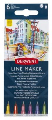 Derwent Набор капиллярных ручек "Line Maker", 6 штук, ассорти