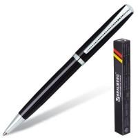 BRAUBERG Ручка шариковая бизнес-класса "Cayman Black", черный корпус, серебристые детали, 1 мм, синяя