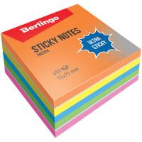 Berlingo Самоклеящийся блок "Ultra Sticky", 75x75 мм, 450 листов, 5 неоновых цветов + 1 белый