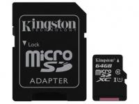 Kingston Карта памяти Micro SDXC 64GB Class 10 SDC10G2/64GB + адаптер