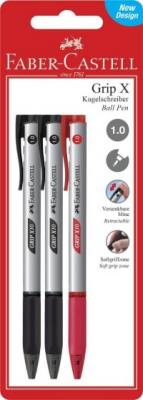 Faber-Castell Ручки шариковые "Grip X10", 2 черные + 1 красная