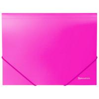BRAUBERG Папка на резинках "Neon", неоновая розовая, до 300 листов, 0,5 мм