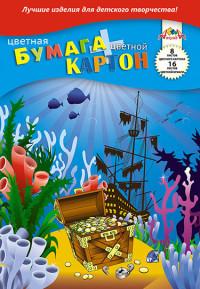 АппликА Набор для детского творчества "Сокровища", А4, картон цветной 8 листов + бумага цветная 16 листов