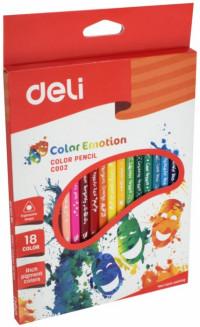 DELI Карандаши цветные "Color Emotion", трехгранные, 18 цветов