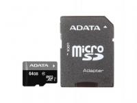 ADATA Карта памяти Micro SDXC 64Gb Class 10 AUSDX64GUICL10-RA1 + адаптер SD