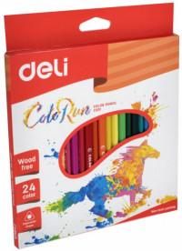 DELI Карандаши цветные "ColoRun", трехгранные, 24 цвета