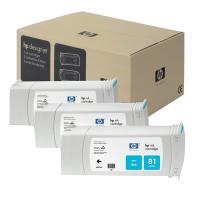 HP Картридж Hewlett Packard (HP) "81 Cyan Dye Cartridges C5067A", голубой, 3 штуки (количество товаров в комплекте: 3)