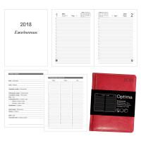 Канц-Эксмо Ежедневник датированный на 2018 год "Optima. Темно-красный", А6, 176 листов