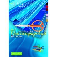 Альт Цветной перламутровый картон, A4, 7 листов, 7 цветов