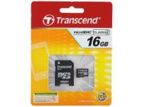 Transcend Карта памяти Micro SDHC 16GB Class 4 TS16GUSDHC4 + адаптер SD