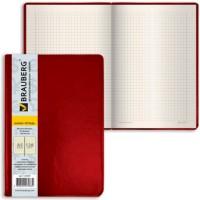 BRAUBERG Бизнес-блокнот "Income", А5, 128 листов, клетка, цвет обложки красный