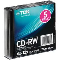 TDK Диск CD-RW TDK, 700Mb, 4-12х, Slim