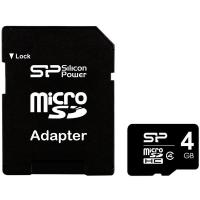 Silicon Power microsdhc 4gb class 4 + адаптер (sp004gbsth004v10-sp)