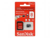 Sandisk Карта памяти MicroSDHC 8Gb Class4 + SD Adapter