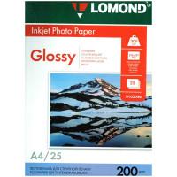 LOMOND Бумага для струйных принтеров "Lomond", А4, 200 г/м2, 25 листов, глянцевая, односторонняя