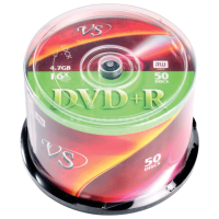 VS Диски DVD+R VS, 4,7Gb, 16x, VSDVDPRCB5001, 50 штук
