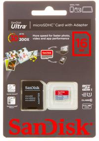 Sandisk Micro SDHC Mobile Ultra 16Гб Class10 + адаптер