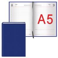 BRAUBERG Ежедневник полудатированный "New York", А5, 192 листа, цвет обложки синий