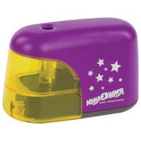 Юнландия Точилка электрическая "Stars", питание от 4 батареек АА, цвет корпуса фиолетовый
