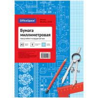 OfficeSpace Комплект масштабно-координатной бумаги, А3, 8 листов, голубая (в комплекте 40 упаковок по 8 листов) (количество товаров в комплекте: 40)