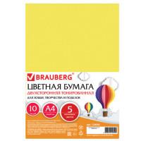 BRAUBERG Цветная бумага тонированная "Brauberg", А4, 10 листов, 5 неоновых цветов