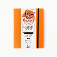 Малевичъ Скетчбук для акварели "Shammy", 20x20 см, 18 листов, цвет: оранжевый, 200 г/м2