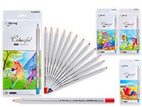 Tukzar Набор цветных карандашей, шестигранный серебряный корпус, 12 цветов, арт. YL 830051-12