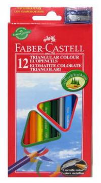 Faber-Castell Карандаши ECO, 12 цветов, трёхгранные + точилка