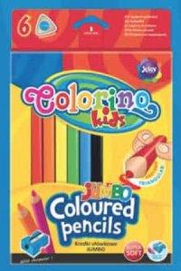 Colorino Карандаши цветные &quot;Jumbo&quot;, трехгранные, 6 цветов + точилка