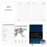 Канц-Эксмо Ежедневник датированный на 2018 год "Silver Classic. Темно-синий", А5, 176 листов