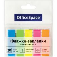 OfficeSpace Флажки-закладки, 45x12 мм, 20 листов, 5 неоновых цветов (24 штуки в комплекте) (количество товаров в комплекте: 24)