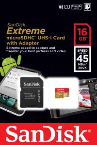 Sandisk MicroSDHC 16GB Class10 Extreme SDSDQXN-016G-G46A