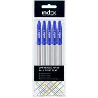 Index Ручки шариковые в наборе, 5 штук, 0,7 мм, синие масляные чернила (количество товаров в комплекте: 5)