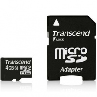 Transcend Micro SecureDigital 4Gb HC  class10 (TS4GUSDHC10) + SD адаптер