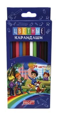 Проф-Пресс Карандаши цветные пластиковые "Веселая компания", 2М, 24 цвета