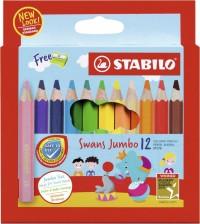 STABILO Набор цветных карандашей "Swans Jumbo", укороченные, 12 цветов