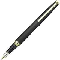 FLAVIO FERRUCCI Ручка перьевая "Metalico", матовый черный лак, позолоченные детали, синие чернила, M