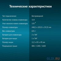 Oklick Клавиатура + мышь Оклик S290W клав:черный мышь:черный USB беспроводная Multimedia (351701)