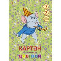Канц-Эксмо Цветной мелованный картон "Веселый мышонок", 7 листов, 7 цветов