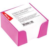 Berlingo Блок для записи, 9x9x5 см, розовый пластиковый бокс, белый
