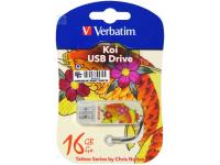 Verbatim 16gb store n go mini tattoo koi 49886 usb2.0 белый