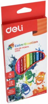 DELI Карандаши цветные "Color Emotion", трехгранные, 12 цветов