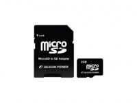Silicon Power Карта памяти Micro SD 2GB SP002GBSDT000V10-SP + адаптер SD