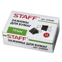 Staff Набор зажимов для бумаг "Staff", черные, 19 мм, 12 штук