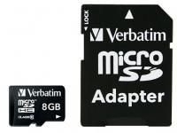 Verbatim Карта памяти Micro SDHC 8GB Class 10 44081 + адаптер