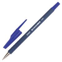 Staff Ручка шариковая, корпус прорезиненный синий, линия 0,35 мм, синяя