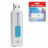 Transcend Флэш-диск 8GB JetFlash 530 USB 2.0, белый с голубым