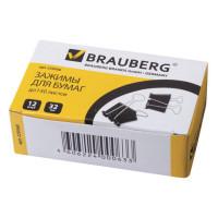 BRAUBERG Зажимы для бумаг "Brauberg", 12 штук, 32 мм, на 140 листов, черные