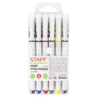 Staff Ручки гелевые с грипом "Staff", 6 цветов, корпус белый, 0,5 мм, линия 0,35 мм